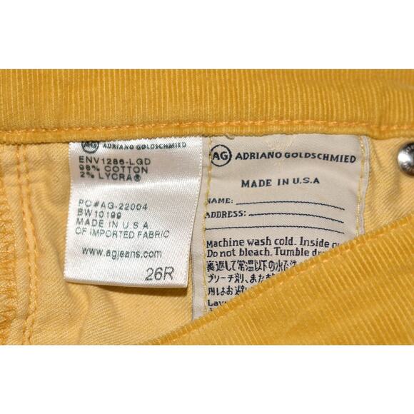 ADRIANO GOLDSCHMIED $178 The‎ Stevie Slim Straight Corduroy Pant Size 26 - Picture 5 of 5
